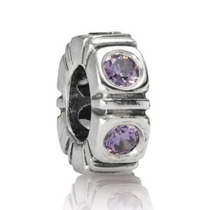 Authentic Pandora Sterling Silver Amethyst CZ Trinity Spacer - 790368ACZ